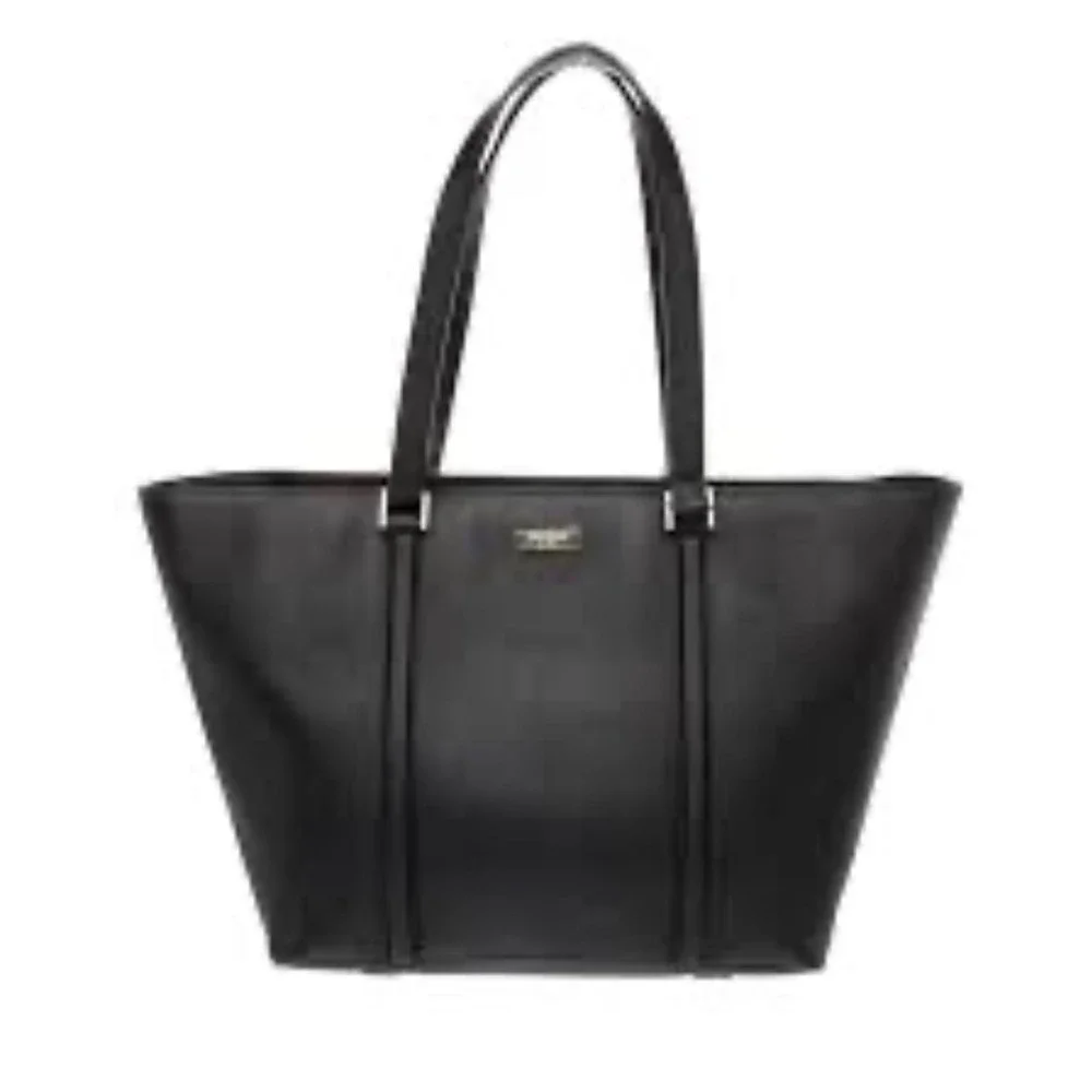 Saffiano Kate Spade Newbury Lane tote black leather bag with gold hardware